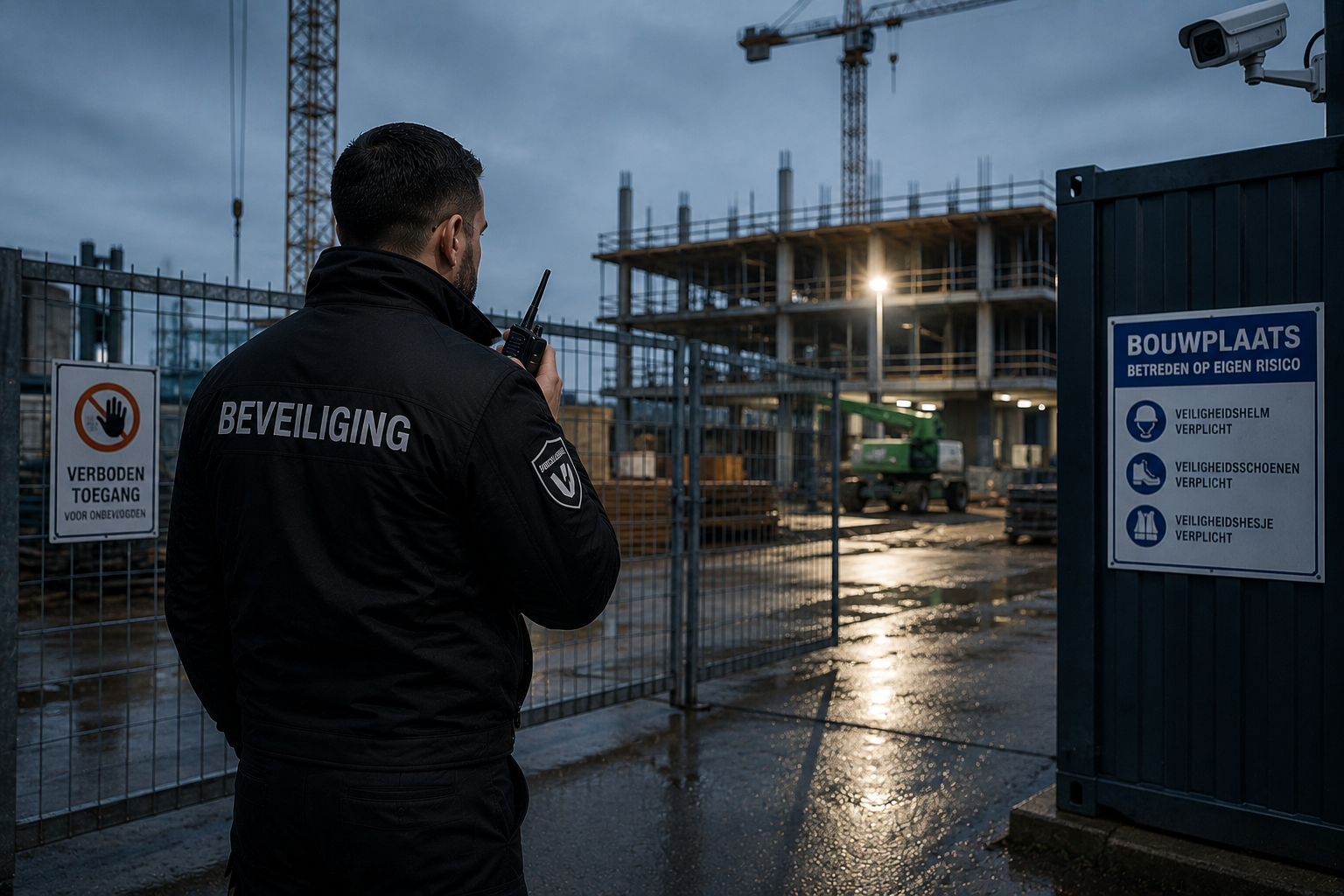 Professionele bouwplaatsbeveiliging op een bouwterrein